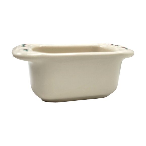 Longaberger Sweetener Sugar Packet Holder Holly Christmas Ceramic Woven Traditio - Picture 2 of 12